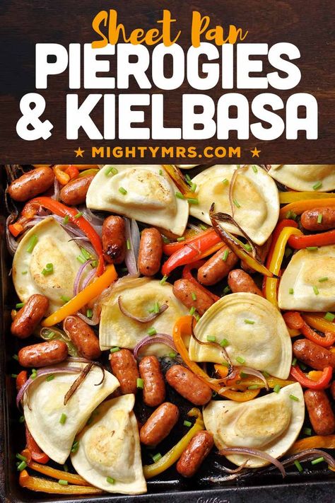 Pierogies And Kielbasa, Pierogi Recipe, Kielbasa Recipes, Sheet Pan Dinners Recipes, Recipe Sheets, Dinners Recipes, Sheet Pan Meals, Pan Dinners, Pan Meals