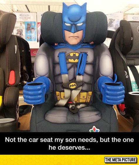 The Car Seat He Deserves Batman Car, Batman Kids, Batman Shirt, Booster Car Seat, Child Car Seat, Tumblr Funny, Baby Car, Car Seat, Baby Car Seats