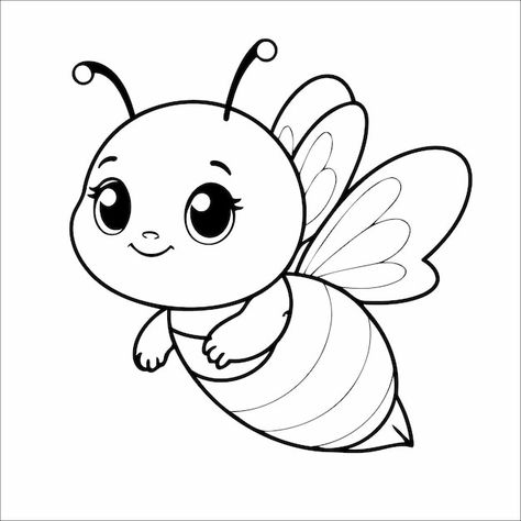 Vector cute bee coloring page for kids | Premium Vector #Freepik #vector #sketch #day #childhood #merry Animals Free Printable, Bee Coloring Page, A4 Size Paper Border Design Flower, Bee Outline, Kids Colouring Printables, Bee Coloring, Bee Coloring Pages, Free Kids Coloring Pages, Bee Drawing