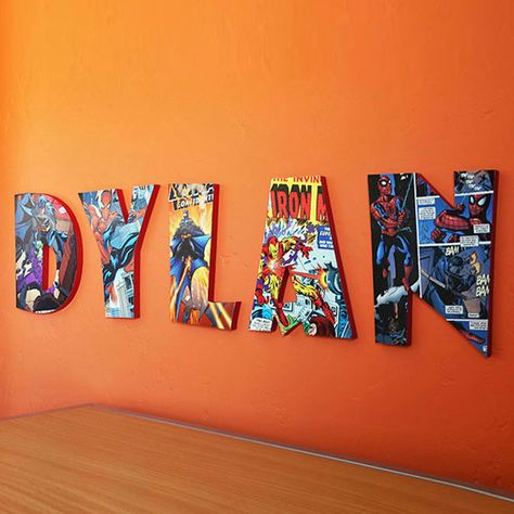 How to Make Comic Book Letters | Wood Comic Book Letters | CraftCuts.com Wood Letter Crafts, Cool Bedrooms For Boys, Superhero Bedroom, Old Comic Books, Mod Podge Crafts, Superhero Room, Diy Letters, Book Letters, Kid's Bedroom