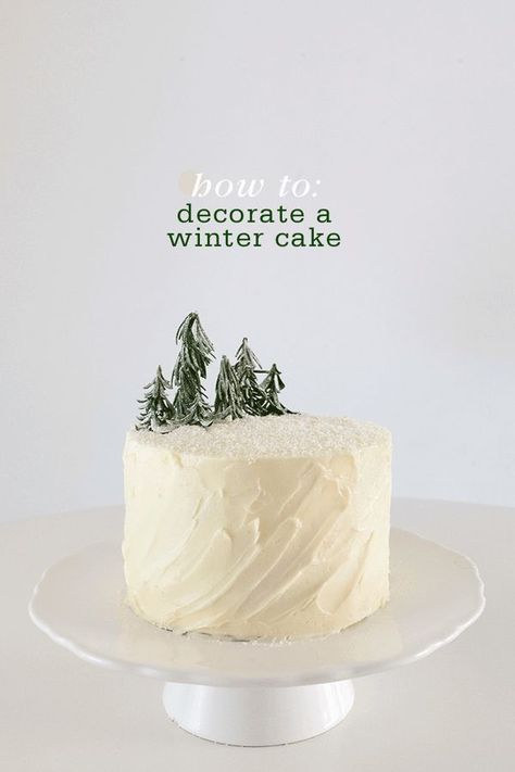 How to: Decorate a Winter Cake Winter Cakes, Homemade Food Gifts, Christmas Food Gifts, Winter Cake, Naked Cakes, Winter Desserts, Forest Cake, Snowy Trees, Christmas Tree Cake