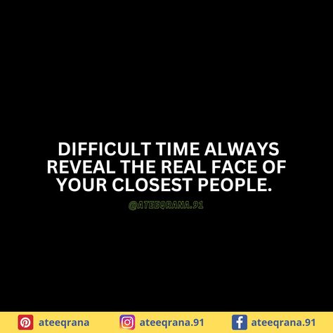 Difficult time is always a miracle that reveals the real faces of the closest persons 🍂 #motivational #inspirational #life #quotes #ateeqrana Real Faces Of People Quotes, Difficult Times Quotes, Times Quotes, Inspirational Life Quotes, Shower Skin Care, Difficult Times, A Miracle, People Quotes, Apartment Design