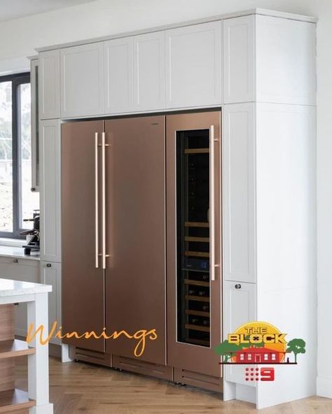 Copper Kitchen Appliances, White Fridges, Top Appliances, Kitchen And Laundry, Wine Preserver, Dream Kitchens Design, Laundry Appliances, Wine Cabinet, Copper Kitchen