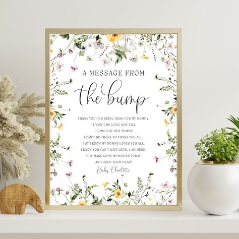 Wildflower Sign, Message From The Bump, Mommy Loves You, The Bump, Office Max, Baby Shower Signs, Baby Signs, Sign Templates, Floral Baby