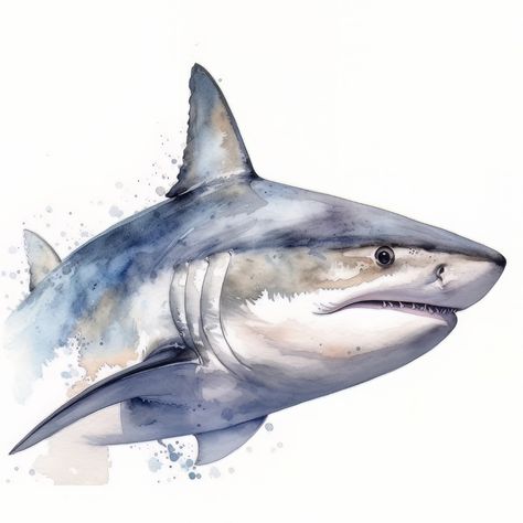 Animal Digital Art, Portrait Watercolor, Art Watercolor Painting, World Of Art, Great White, Art Watercolor, Watercolor Painting, Digital Art, Art