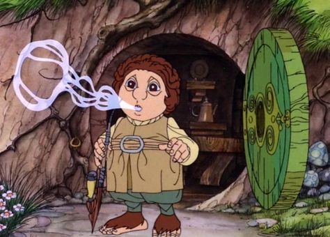 Orson Bean is the perfect voice for Bilbo Hobbit Cartoon, The Hobbit Cartoon, The Hobbit Animated, The Hobbit 1977, Hobbit Bilbo, Hobbit Art, Tolkien Art, Bilbo Baggins, 80s Movies