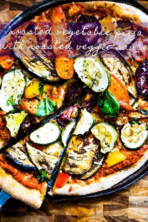 Friday night, pizza night! And with this roasted vegetable pizza with roasted veggie sauce you keep it really healthy without anyone even noticing it; I always use whole wheat flour to make my pizza bottoms, topped with a wholesome roasted veggie sauce, and roasted vegetables on top. Oh, and my kids always demand lots of cheese! It's all about the flavors of the roasted vegetables, both in the sauce and the veggies on top. So good!! #familicious #pizza #pizzanight #wholewheatpizza Vegetable Flatbread, Veggie Sauce, Fajita Pizza, Friday Night Pizza, Veg Pizza, Savory Tarts, Wheat Pizza Dough, Wheat Pizza, Supreme Pizza