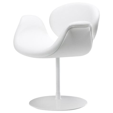 Artifort Tulip Midi Armchair in White with Disc Base by Pierre Paulin Modern Chair Fabric, Mushroom Chair, Pedestal Chair, Neoclassical Furniture, Iconic Armchairs, Tulip Armchair, Modern Swivel Chair, Tulip Chair, Pierre Paulin