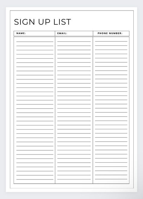 Sign up Sheet,Event Planner,Sign up List,Event Planning,Contact Information,Sign up Checklist,Event Tracker,Contact List,Event Sign up by DigiplannersDesigns on Etsy Sign Up Sheets, Diy Agenda, Business Notes, Sign Up Page, Meal Planning Template, Home Management Binder, Event Sign, Contact List, Budget Spreadsheet