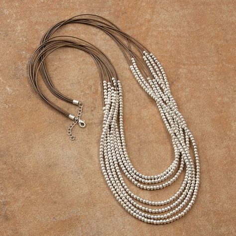 Leather Beaded Necklace, Leather Beads, Diy Collier, Jewellery Inspiration, Wrap Jewelry, Beading Ideas, Jewelry Beads, Wedding Jewellery, Bead Leather