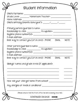 Beginning of the Year Student Information Sheet Student Information Sheet Kindergarten, Student Information Sheet Elementary, Student Introduction Sheet, Student Questionnaire Elementary, Student Information Sheet High School, Student Information Sheet Middle School, Student Get To Know You Sheet, Student Info Sheet, Kindergarten September