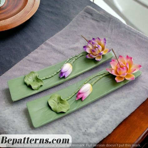 Kitchen Decor Ideas | Free Tutorials | Beginner-Friendly Diy Clay Incense Holder, Air Dry Clay Incense Holder, Hindu Meditation, Waterlily Flower, Indian Ceramics, Meditation Accessories, Polymer Clay Gifts, Bedroom Nightstand, Polymer Clay Flower Jewelry