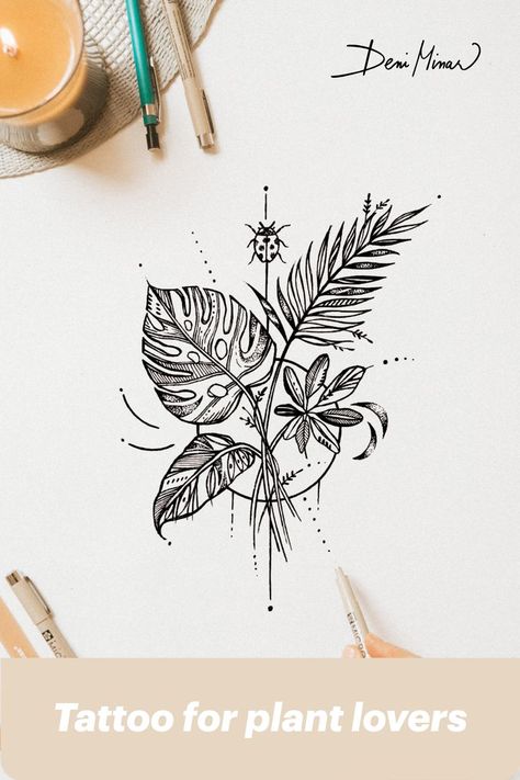 Shoulder Tattoos For Women Plants, Birth Plants Tattoos, Plant Lovers Tattoo, Feminine Plant Tattoo, Plant Bouquet Tattoo, Monstra Leaf Tattoo Design, Plant Aesthetic Tattoo, Plant Best Friend Tattoo, Mother Daughter Plant Tattoos