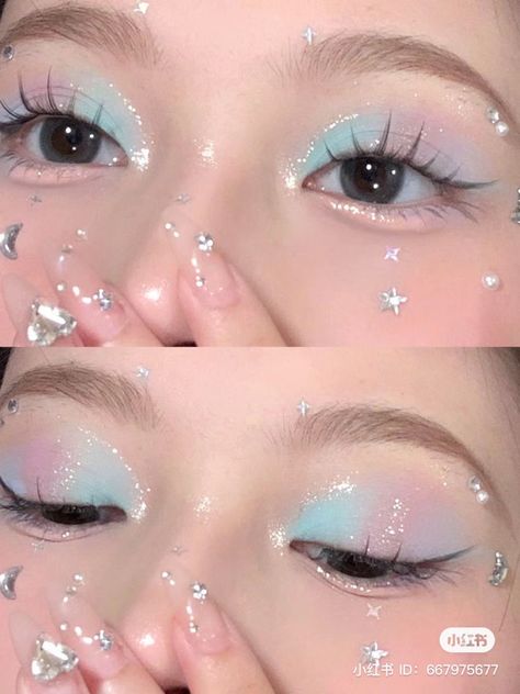 Blue And Pink Makeup, Types Of Makeup Styles, Pastel Makeup, Cute Eye Makeup, Doll Eye Makeup, Kawaii Makeup, Korean Eye Makeup, Take Care Of Your Skin, Ethereal Makeup