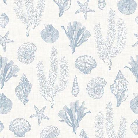 Decorate your home with the treasures of the ocean that you will find during a Seaside Stroll. This coastal wallpaper captures seaside serenity with delicate seashells, whimsical starfish, life-like seahorses, and nautical motifs that will call you back to the ocean. It’s a contemporary take on traditional marine symbols, celebrating the beauty of seaside landscapes and the hidden treasures you can find along the way. The cornflower blue palette is a nod to the deep blues of the ocean and the en Coastal Coquette Aesthetic, Seashell Pattern Printable, Blue Coastal Wallpaper, Coastal Widgets, Ipad Screen Wallpaper, Beach Theme Wallpaper, White Summer Aesthetic, Macbook Lockscreen, Blue Ocean Wallpaper