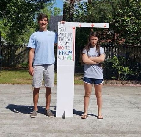 You must be this tall to say no Funny Promposal, Caleb Bratayley, Cute Promposals, Funny Prom, Prom Proposals, Cute Homecoming Proposals, Cute Prom Proposals, Asking To Prom, Dance Proposal