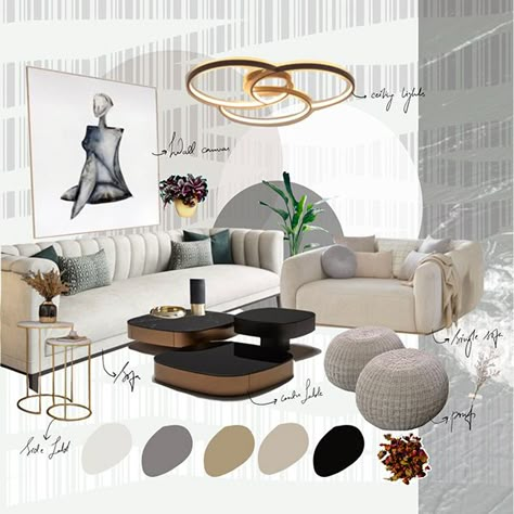 Contemporary Interior Design Living Room, Monochrome Interior Design, Mood Board Living Room, Modern Contemporary Interior Design, Monochrome Living, Monochrome Living Room, Mood Board Interior, Modern Contemporary Living Room, Monochrome Interior