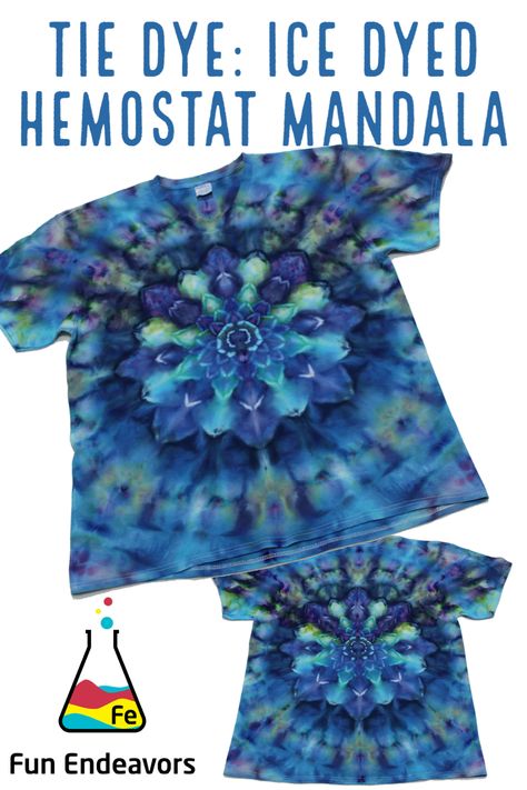 Mandala Tie Dye Tutorial Shirt, Kaleidoscope Tie Dye Tutorial, Iced Tie Dye, Advanced Tie Dye Techniques, Tie Dye Ice Technique, Tie Dye Tips And Tricks, Mandala Tie Dye Tutorial, Ice Dye Patterns, Geode Tie Dye Tutorial