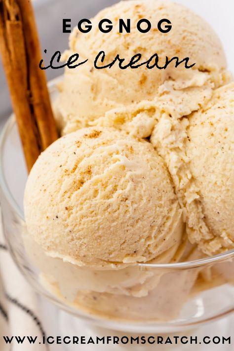 Egg Nog Ice Cream Recipe, Eggnog Ice Cream Ninja Creami, Ninja Creami Eggnog Ice Cream, Eggnog Ice Cream Recipe, Homemade Ice Cream With Cooked Custard, Eggnog Punch With Ice Cream, Egg Nog Ice Cream, Homemade Vanilla Ice Cream With Eggs, Custard Ice Cream Recipe