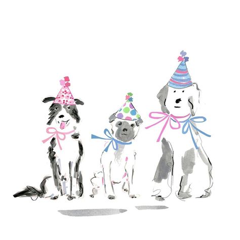 Beth Briggs on Instagram: “It’s Friday night and these hounds are ready to party.....” Dog Birthday Party Aesthetic, Lilly Pulitzer Iphone Wallpaper, Birthday Doodles, Beth Briggs, Pink Widget, Pet Party, Animal Print Party, Happy Painting, Second Birthday Ideas