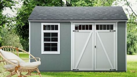 Lowe's is selling a $1,850 'best seller' tiny home - it's pre-cut and no special skills needed to put it together | The US Sun Elevated Shed, Pouring Concrete Slab, Tiny Home Shed, Lawn Mower Storage, Pool Shed, Backyard Storage Sheds, Shed Building, Wood Storage Sheds, Tiny House Community