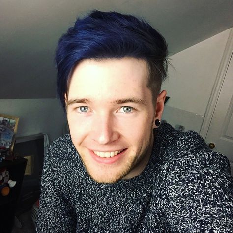 DanTDM💎 on Twitter: "Same cut. Different style. More blue!! What ... Markiplier Hair, Directions Hair Dye, Midnight Blue Hair, Boys Colored Hair, Long Hairstyles For Men, Hair Cuts 2017, Curly Hair Fade, Dyed Hair Men, Dark Purple Hair