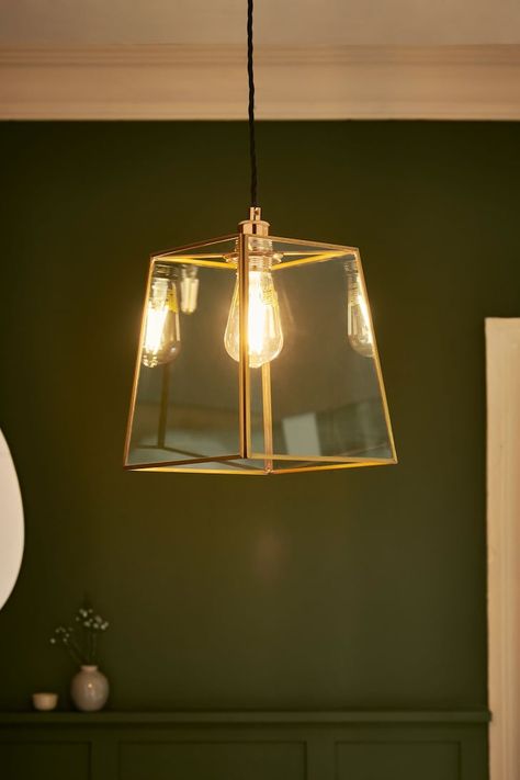 Pendant Lamp Shade, Brass Lighting, Brass Color, Green Glass, Next Uk, Outdoor Lighting, Pendant Lamp, Glass Shades, Lamp Shade