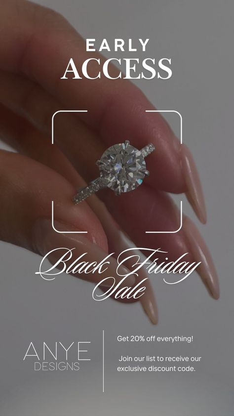 Early access to 20% off the entire website!
Subscribe and receive exclusive discount code to start saving. 

No exclusions: Tennis collection, lab grown diamond engagement rings, bridal bands, fashion jewelry, all on sale. Lab Grown Diamonds Engagement, Bridal Bands, Start Saving, Friday Sale, Black Friday Sale, Discount Code, Diamond Rings, Lab Grown, Lab Grown Diamonds