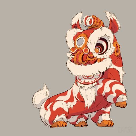 Lion Character, Animal Concept, Chinese Lion Dance, Chinese Illustration, Chinese New Year Design, Lion Illustration, Lion Drawing, Dancing Drawings, Fu Dog