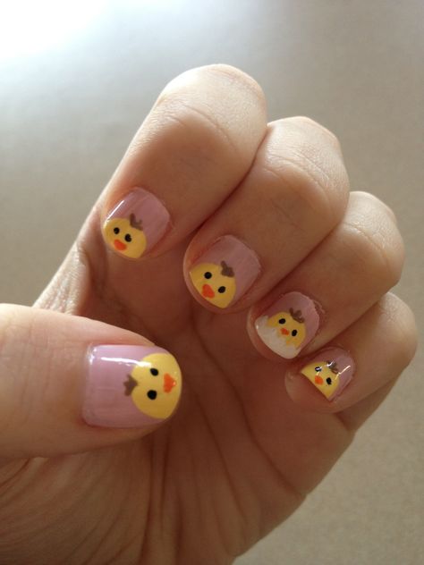 Nails With Chickens, Childish Nails, Nails For Easter, Chicken Nail Art, Chicken Nails, Graduation Nail Art, Kids Nail Designs, Aqua Nails, Summer Gel Nails