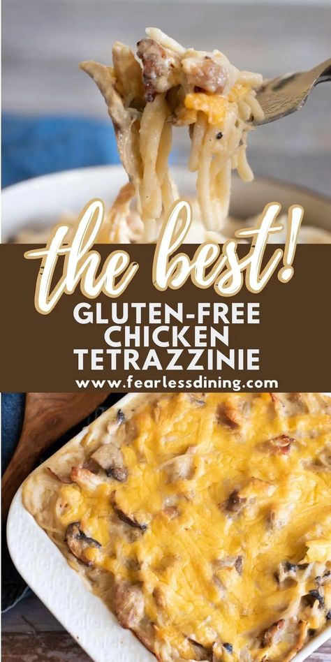 Gluten Free Chicken Casserole Recipes, Gluten Free Chicken Casserole, Easy Chicken Spaghetti, Rotisserie Chicken Recipes Leftover, Gluten Free Casserole, Chicken Tetrazzini Recipes, Gluten Free Entrees, Recipes Using Rotisserie Chicken, Can Chicken Recipes