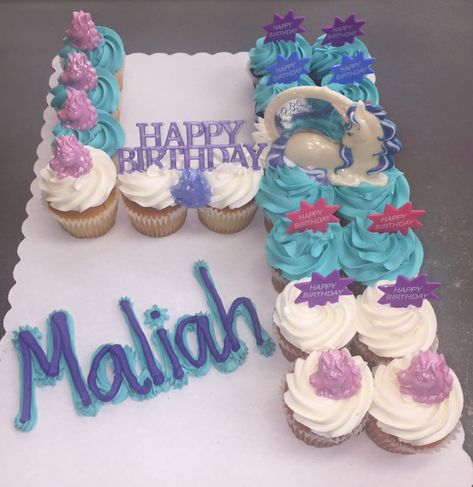 4 Shaped Cupcake Cake, Number 4 Cupcake Cake, Unicorn Number Cake, Princess Cupcake Cake, Holiday Cake Decorating, Birthday Cupcakes Decoration, Alphabet Cake, The Number 4, 7 Birthday