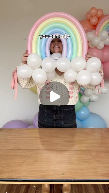 Here’s a tutorial on how to make balloon rainbows 🌈✨ check out our ‘Rainbow Kit’ to recreate this entire garland at home 💖 ... | Instagram Rainbow Birthday Party Balloons, Balloon Decor At Home, Rainbow From Balloons, Diy Rainbow Decorations Birthday, Rainbow Balloon Arch Tutorial, Long Balloons Decoration, Balloon Garland Centerpiece, Baby Birthday Decorations At Home, Birthday Decor Ideas At Home