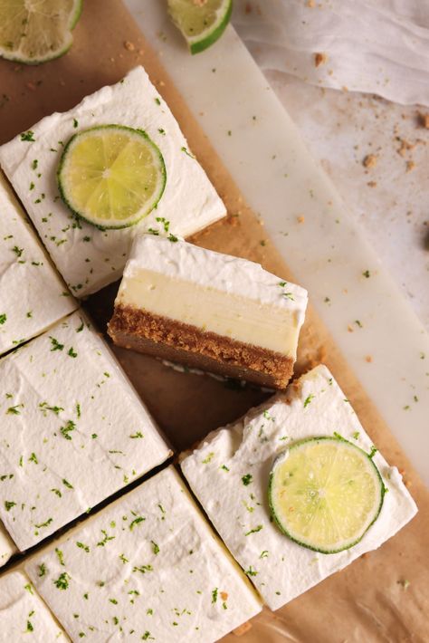 Sweet Lime Recipes, No Bake Key Lime Bars, No Bake Key Lime Pie Bars, Key Lime Bars Recipe, Sheet Pan Key Lime Pie Bars, Key Lime Pie Bites, Key Lime Pie Cake, Winter Desserts Easy, Key Lime Cheesecake Recipe