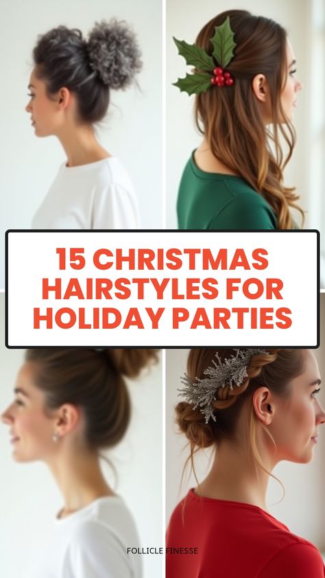 15 Christmas Hairstyles for Holiday Parties Christmas Updo Party Hair, Christmas Updo, Hairstyles For Holiday, Beanie Hairstyles, Toddler Braided Hairstyles, Grey Bob Hairstyles, Christmas Party Hairstyles, 90’s Hairstyles, Intricate Braids