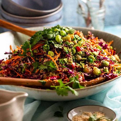 Quinoa Salad Dressing, Asian Quinoa Salad, Asian Quinoa, Recipe Tin Eats, Wasabi Peas, Tin Eats, Mayo Salad, Salad Aesthetic, Rainbow Salad