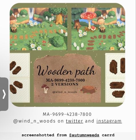 Wood Path, Wooden Path, Motif Acnl, Acnh Cottagecore, Animal Crossing Wild World, Path Design, Qr Codes Animal Crossing, Animal Crossing Villagers, New Animal Crossing