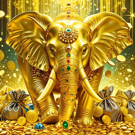 Lakshmi Kubera Hd Photos, Lucky Picture, Saraswati Vandana, Wealth Vision Board, Ganesha Artwork, Live Tv Free, Golden Elephant, Gold Wallpaper Phone, Good Luck Wishes