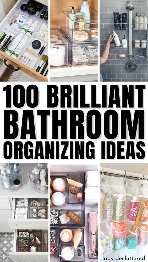 100 Brilliant Bathroom Organizing Ideas Bathroom Organizing Ideas, Small Bathroom Countertop, Storage Ideas For Small Bathrooms, Modern Bathroom Trends, Declutter Bathroom, Ideas For Bathrooms, Deep Drawer Organization, Small Bathroom Storage Solutions, Small Bathroom Cabinets