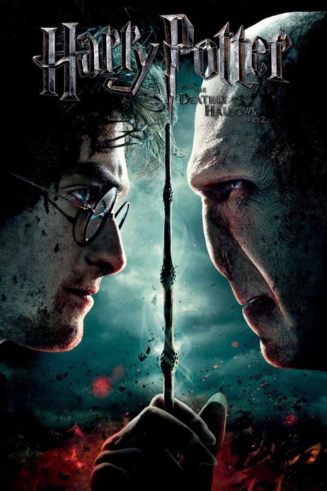 The Deathly Hallows - Part 2 Harry Voldemort, Harry Potter Vs Voldemort, Poster Harry Potter, Young Harry Potter, Alan Rickman Movies, Harry Potter Voldemort, Deathly Hallows Part 1, Deathly Hallows Part 2, Harry Potter Poster