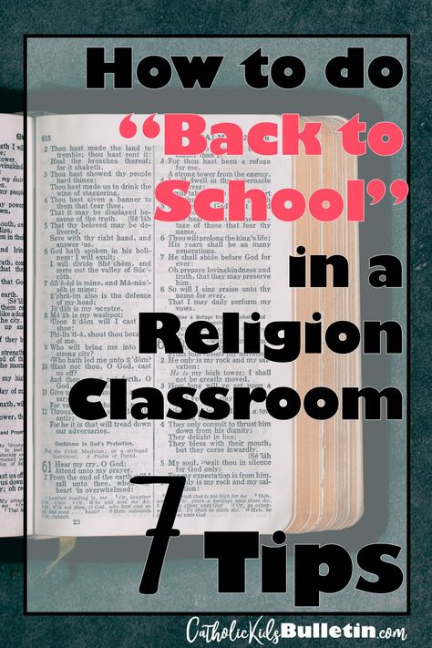 Back to School in Religion Class: Seven Tips  Seven great ideas to help you start the year in your religions class. Whether you are teaching Religious Education or in a full day school, this post will help you with ideas and resources for back to shool. There are resources to help structure prayer, encourage volunteers, teach about Catholic Saints and formal prayer. There are skits and practical ideas about expectations. #catholicteaching #religiouseducation #backtoschool Zoom Teaching, School Mindset, Catechism Crafts, Ccd Activities, Religion Activities, Free Printables For Kids, Christian Activities, Homeschool Tips, First Day Of School Activities