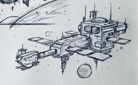 ‪Another #space #base #spacebase #spacestation #scifi #scifiart #sketch #maysketchaday #sketchbook #doodle #draw #conceptsketch #sketchartist #mikephillipsart #art #artist #story 91/365 ‬ Sci Fi Drawing Sketch, Spaceship Drawing Sketches, Spacecraft Drawing, Space Ships Drawing, Space Sketches, Planet Sketch, Spaceship Drawing, Ship Sketch, Disney Drawings Sketches