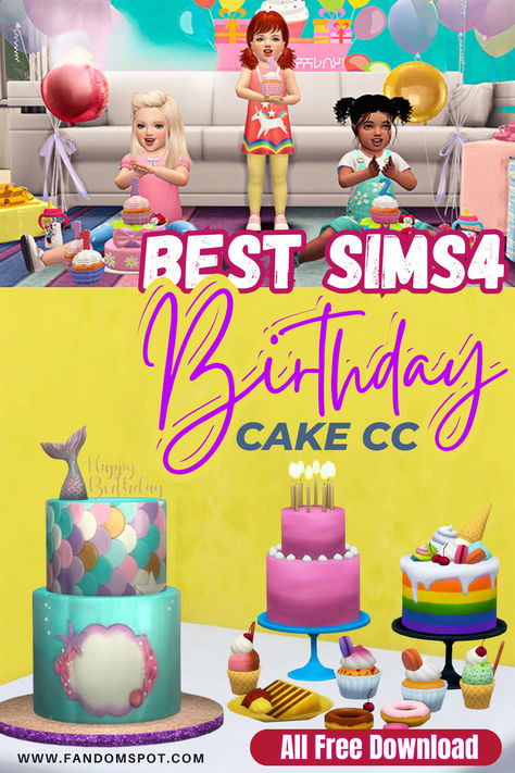 Custom birthday cake deco recipes & CC for The Sims 4 Sims4 Birthday Party Cc, Sims 4 Cakes Cc, Sims 4 Birthday Cake Cc, Sims Birthday Cake, Sims 4 Cake Cc, Birthday Cc Sims 4, Sims 4 Cc Birthday, Sims 4 Cc Birthday Party Decor, Sims 4 Birthday Cake