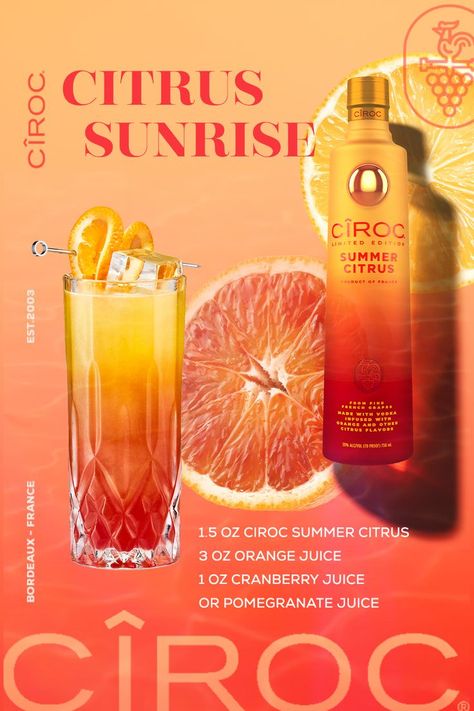 Ciroc Summer Citrus, Ciroc Flavors, Ciroc Drinks, Vodka Flavors, Ciroc Recipes, Easy Margarita Recipe, Citrus Drinks, Ciroc Vodka, Dusk Til Dawn