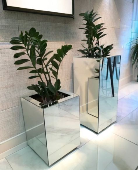 AR MODULERS LUXURY A big size mirror flower pot is a striking decorative piece that combines the elegance of reflective surfaces with the natural beauty of plants. Typically made from high-quality glass, the pot features mirrored panels that catch and reflect light, creating a visually stunning effect. The pot is usually sizable, providing ample space for a variety of plants, from lush green foliage to colorful blooms. Its reflective exterior enhances the perception of space and adds a touch ... Diy Concrete Planters, Mirror Panel, Latest Living Room Designs, Wall Paint Designs, Diy Home Furniture, Reflective Surfaces, Concrete Planters, Mirrored Furniture, Concrete Diy