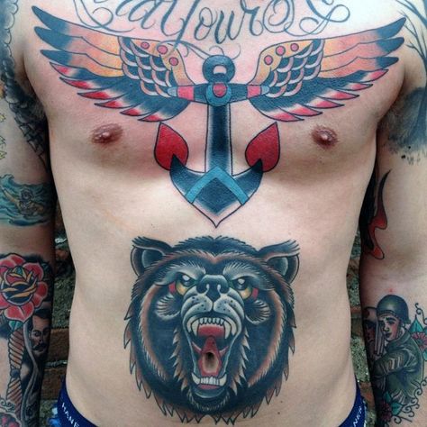 Imagine this with a pierced belly button. The bear would look like it has a pierced tongue 😂 yesssss 1000 Tattoo, Traditional Bear Tattoo, Bear Tattoo Meaning, Tattoo Stomach, Koala Tattoo, Belly Button Tattoo, Bear Tattoo Designs, Tattoo Animal, Traditional Style Tattoo