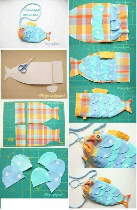 Fish Purse, Fish Bag, Fabric Fish, Cute Sewing Projects, Fishing Diy, Sewing Stuffed Animals, Diy Bags Purses, Fish In A Bag, Small Sewing Projects