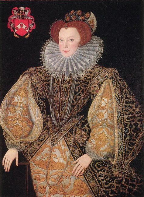 Elizabethan costume - V shaped bodice, ruff, and split skirt with matching sleeves Elizabethan Clothing, Mary Boleyn, Robert Dudley, Elizabeth Bathory, Elizabethan Era, Tudor Dynasty, Tudor Era, Tudor History, Lady In Waiting