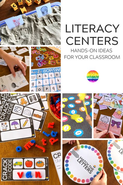 LITERACY CENTRES - HANDS-ON IDEAS FOR LEARNING | you clever monkey Literacy Center Ideas, Functional Literacy, Ideas For Learning, Literacy Work Stations, Centers Kindergarten, Literacy Centres, Digraphs Activities, Literacy Centers Kindergarten, Language Centers