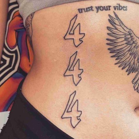 444 Stomach Tattoo, Angel Number Stomach Tattoo, 333 Angel Number Tattoo Ideas Fonts, 1234 Angel Number Tattoo, Angel Number Tattoo Designs, 444 Painting, 4444 Angel Numbers Tattoo, Angel Number Tattoo Placement, 666 Angel Number Tattoo